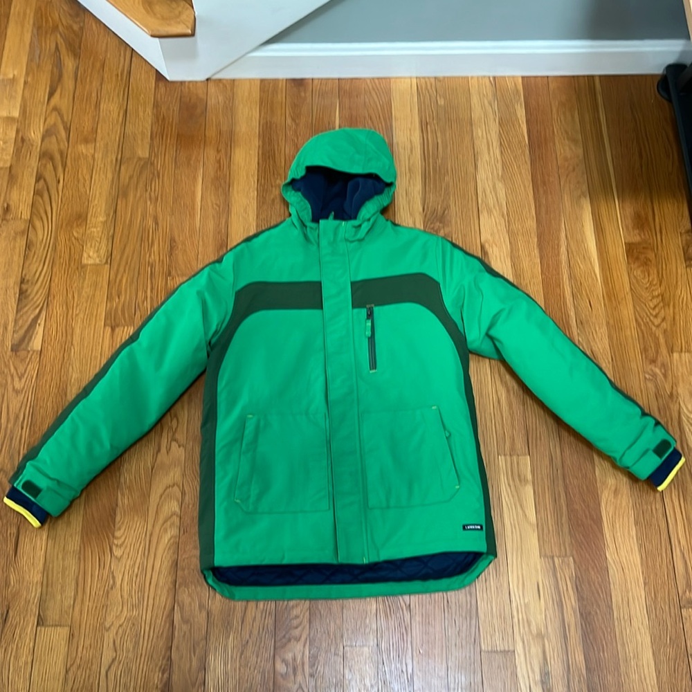 Lands End Kids Squall Waterproof Insulated Jacket size large 14-16 green